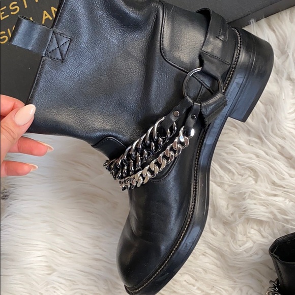 Zara black 💯 leather booties with chains - Picture 4 of 7